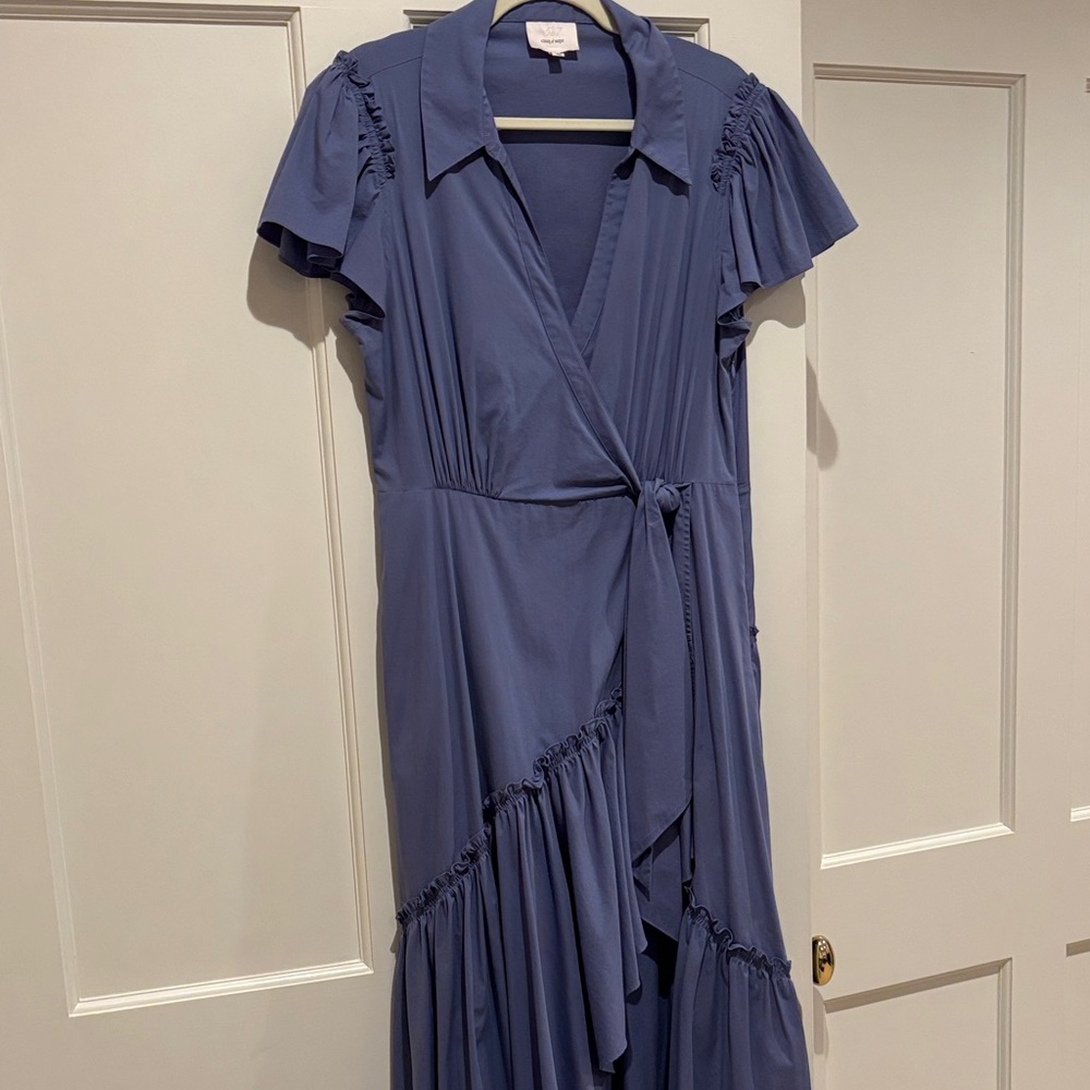 Cinq à Sept Blue High Low Wrap Dress
